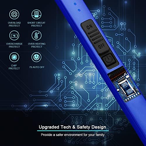 SUPRUS Electric Lighter Arc Windproof Flameless USB Rechargeable Lighter with Safety Lock for Candle BBQ Camping (Dark Blue)