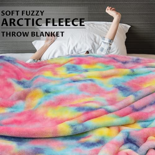 MUGD Rainbow Blanket for Girls, Small Colorful Blanket for Kids 40"x50"