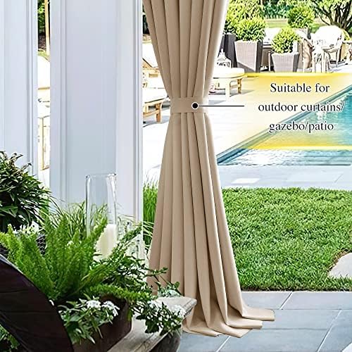 NICETOWN Strong Magnetic Curtain Tiebacks - Modern Simple Style Curtain Ties Backs Holdbacks Holders for Indoor/Outdoor Curtains (Beige, 11.8X 4 Inches, Set of 4)