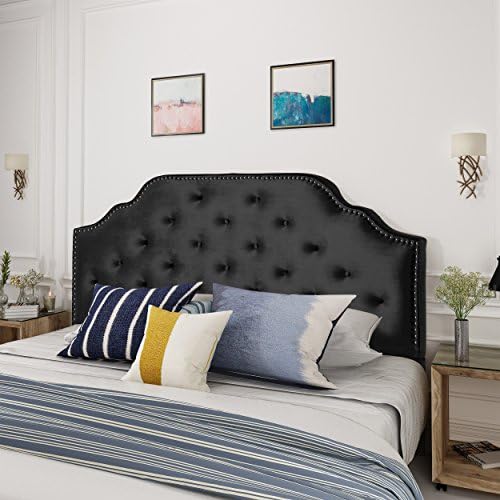 Christopher Knight Home Silas Velvet Headboard, Queen / Full, Black / Black