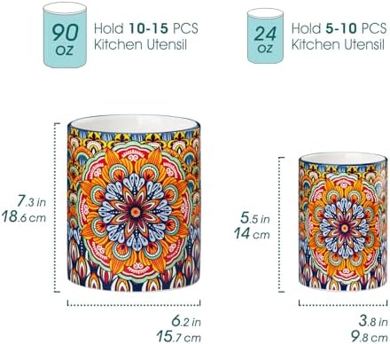 vancasso 7.3"+5.5" Utensil Holder, Porcelain Utensil Holder for Countertop