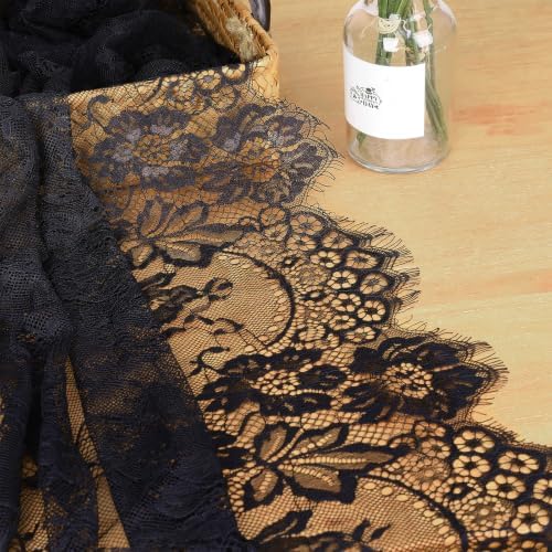 Lace Tablecloth 10FT Rectangle Wedding Overlay Black Halloween Fabric 2Pack