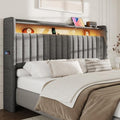 S.E.C.D Upholstered King Size Headboard Only with 2-Tier Storage, Dark Gray