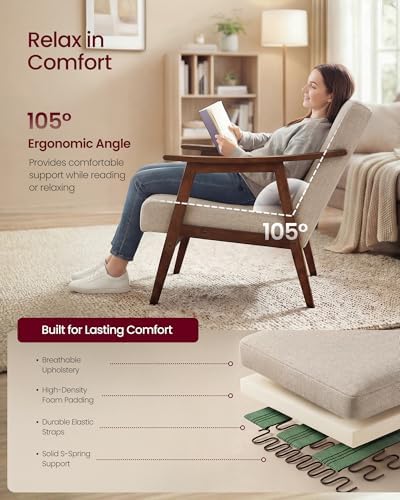 VASAGLE Accent Chair, PU Leather Armchair, Button Tufted, Thick Cushion