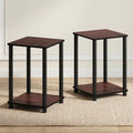 Furinno Turn-N-Tube Toolless 2-Tier Side Table Set of 2, Cherry Oak