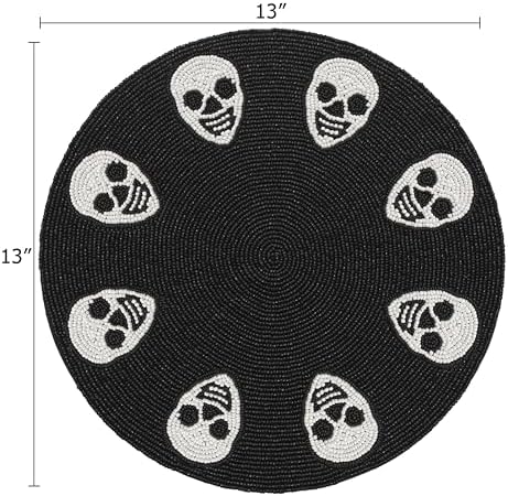 COTTON CRAFT Halloween Charger Placemats - 2 Pack Spooky Skulls Tablemats