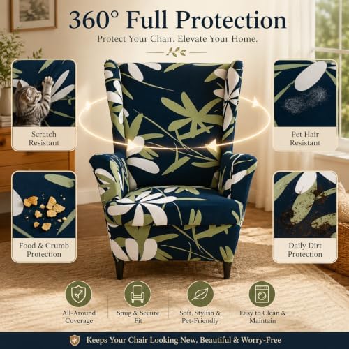 NILUOH Stretch Wingback Chair Slipcovers 2-Piece
