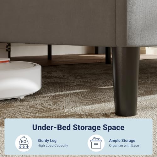 Allewie Cal King Platform Bed Frame with Velvet Upholstered Headboard