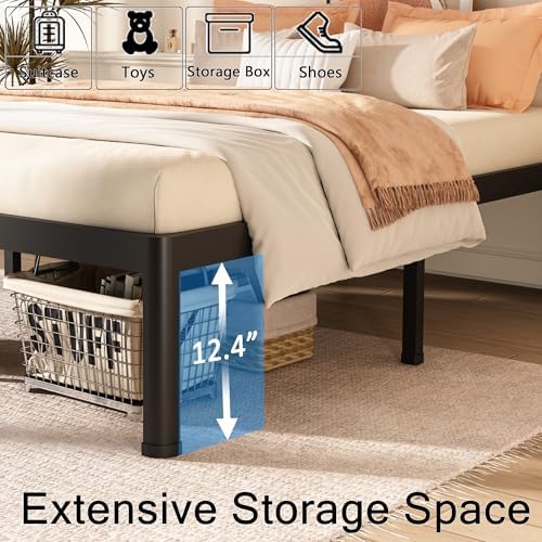 14 Inch Twin XL Metal Bed Frame with Round Corner,Mattress Stopper