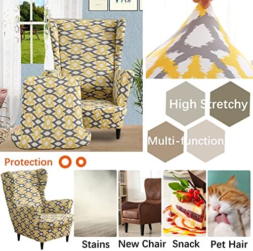 Wing Chair Slipcover, 2-Piece Printed Wingback Chair Cover