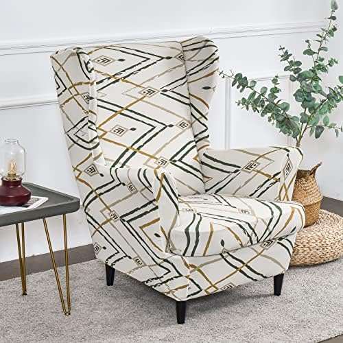 Wing Chair Slipcover, 2-Piece Printed Wingback Chair Cover