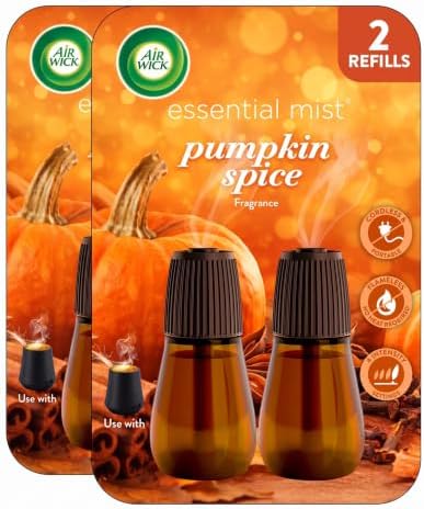 Air Wick Essential Mist Refill, 2 Count, Pumpkin Spice, Fall Scent, Essential Oils, Air Freshener (Pack of 4)