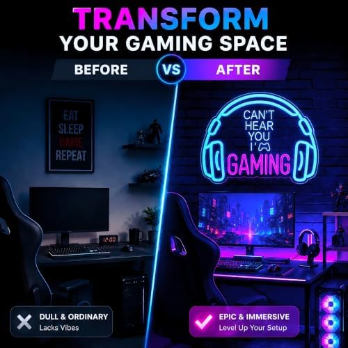Gaming Neon Sign for Gaming Room, LED Headset Gamer Decor