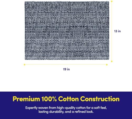 Sweet Home Collection 100% Cotton Placemats for Dining Room Rectangle Two Tone Woven Fabric 13" x 19" Soft Durable Table Mat Set, Set of 4, Navy