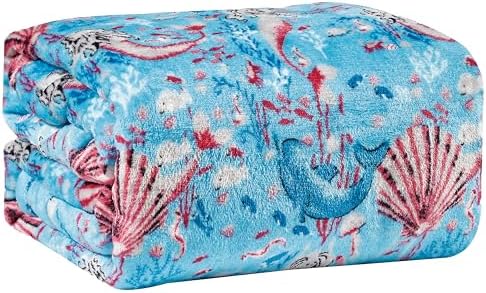 Elegant Comfort Lightweight Printed Throw Blanket- All Season, Ultra Soft, Cozy and Plush- Decorative Throw Blankets, Perfect for Lounging, 50 x 60 inches, Mermaid, Throw Blanket