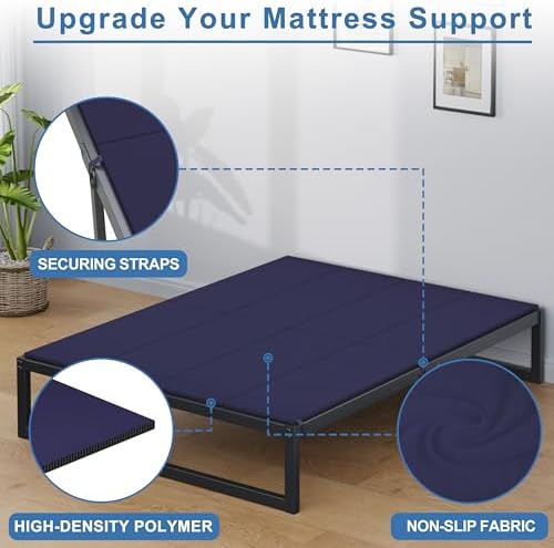 Lutown-Teen Bunkie Board Queen High-Density Polymer Bed Support, Blue
