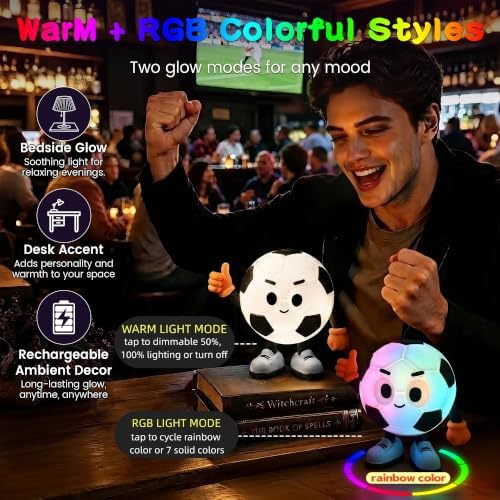 YR YRHH-PET Positive Soccer Night Light, Boy Sports Lamp, Cute Room Décor