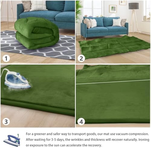 Baby Play Mat for Floor Nursery Muscle Area Rug Playroom Rug 74x50" Elastic Foam 1.3" Thick Crawling Mat for Babies,Toddlers, Infants(Moss Green)