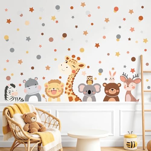 Tanlaby Animal Wall Decals Cartoon Jungle Forest Animals Wall Stickers