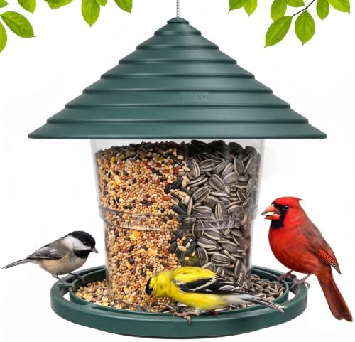 HABAU Bird Feeders for Outdoor Plastic Hanging Bird Seed Feeding