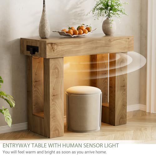 Unikito 39" Entry Table with Sensor Light & AC Outlets with USB-C Ports