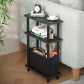 Apicizon Narrow Side Table with Fabric Basket, 3-Tier End Table, Black