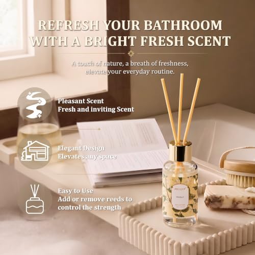 Airkeep Reed Diffuser Set, 3 Pack Clean Linen Vanilla Citrus Lemon Fragrance Oils for Home, Long Lasting Aroma with Reed Sticks for Bedroom, Bathroom, Living Room & Office