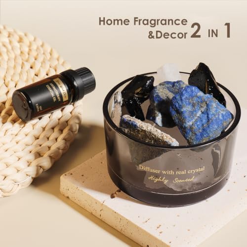 Crystal Stone Aroma Diffuser with Essential Oils for Home Bathroom Office, Home Decor & Fragrance 2 in 1, Chic Aromatherapy Gift Set
