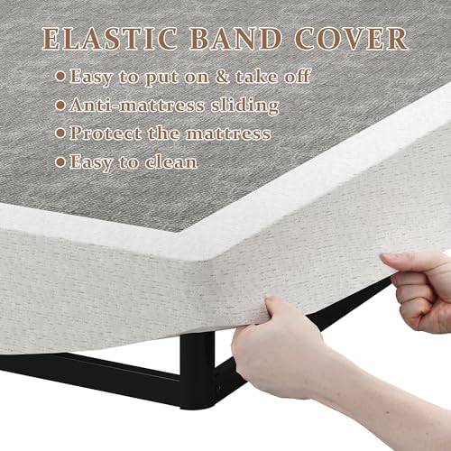 Cal King Metal Box Springs - 7 Inch Low Profile Heavy Duty Black Basics Bed Base Non Slip Box Spring Mattress Foundation, Easy Assembly, No Noise