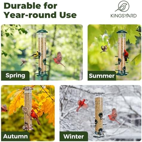 Kingsyard Metal Tube Bird Feeders for Outdoors Hanging