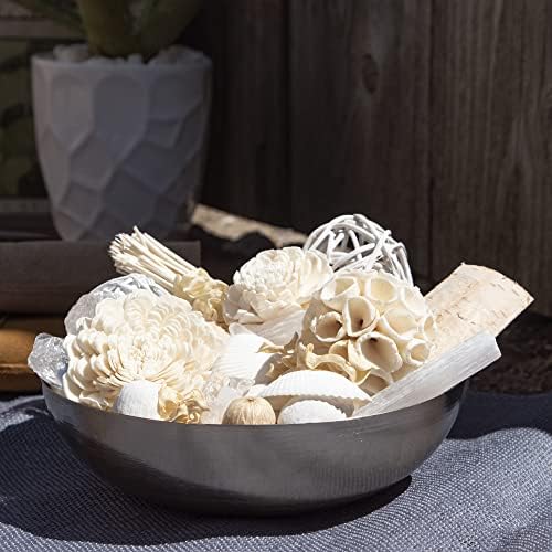 ANDALUCA 20 oz Botanical Crystal Potpourri Bag & Fragrance Vial Included Selenite Crystals, Scented (White Selenite Sandalwood)