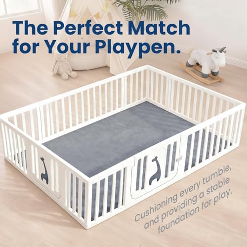 Extra Large 79"×158" Baby Play Mat for Floor,1.3" Thick Elasti Foam Playroom Mat for Toddler,Infant,Kids,Ultra Soft Velvet Classroom Rug,Non Slip Backing Safe for Crawling&Tummy Time（Dark Grey）