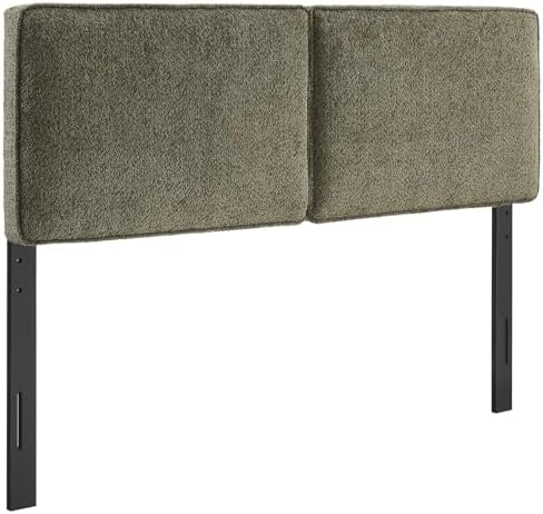 Modway Lindee King Size Upholstered Headboard with Sage Boucle Fabric - Modern Fabric King Headboard with Height-Adjustable Mounting Positions - Padded Pillow Style