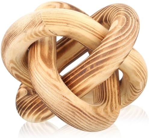 Yalikop 3 Link Wood Knot Decor Rustic Table Shelf Accents, Burnt