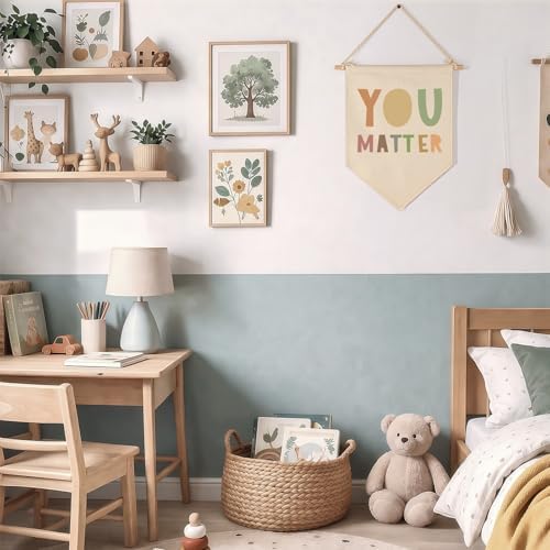 Classroom Wall Banner Decor-Teacher Supplies Gift-Inspirational Back to School Flag-Motivational Quote-Affirmative Hanging Canvas Pennant Sign for Classroom Teacher Office Reading Corner-You Matter