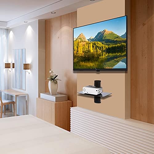 WALI 1 Tier Glass Floating TV Wall Shelf for Projector, DVD Players