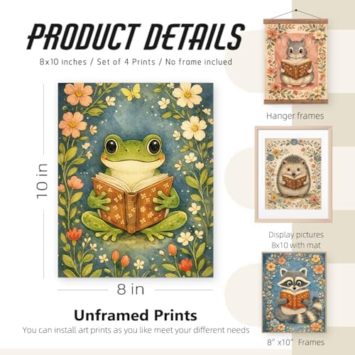 SkyCozy Reading Nook Decor, Woodland Animal Reading Wall Art Posters
