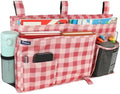 Surblue Bedside Caddy Hanging Bed Organizer Storage Bag Pocket for Bunk and Hospital Beds, College Dorm Rooms Baby Bed Rails, Camp 8 Pockets, (Large, Red Plaid)