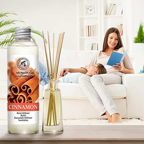 Cinnamon Reed Diffuser Refill with Natural Essential Cinnamon Oil 6.8 Fl Oz - Fresh & Long Lasting Fragrance - Reed Diffuser Oil Refill for Aromatherapy - Home - Fitness - Boutique