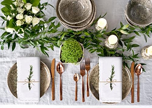 Ramanta Home White Linen Flax Cloth Napkins Set of 12, 20x20 Inches