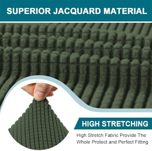 Turquoize 3 Piece T Cushion Sofa Slipcovers Stretch Couch Cover Furniture Covers with 2 Individual T Cushion Covers for Living Room, Machine Washable (2 Cushion Sofa, Bronze Green)