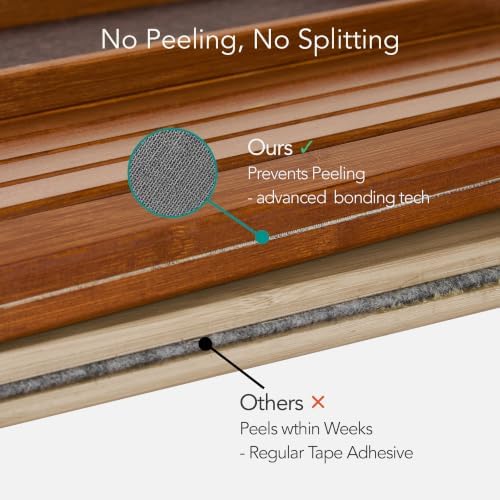 DETOR Couch Arm Tray with Spacious 12.4" x 5.4" Storage Box, Acacia Stained Bamboo Finish, Enhanced Non-Slip Felt Bottom, Sturdy Bamboo Slats, Fits Armrests 6" and Wider