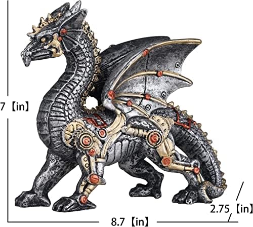 Dragon Statue and Carved Sculpture Mechanical Punk Style Dragon Statue Animal Statue Steampunk Modern Home Decor Resin Statue for Coffee Table, Living Room, Entrance, Shelf Decor