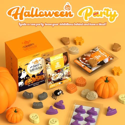 SALUBRITO Halloween Scented Wax Melts, Strong Scented Soy Wax Cubes/Tarts Variety Set for Fall- Pumpkin Pie, Caramel Apple, Caramel Corn, Apple Cider, Snickerdoodle, Candy Corn, Autumn Air, Witch Brew