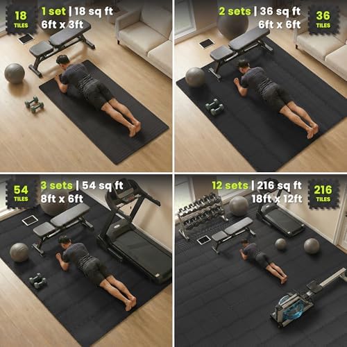 bemaxx Gym Mats Set - EVA Interlocking Foam Floor Tiles Workout Mat Puzzle