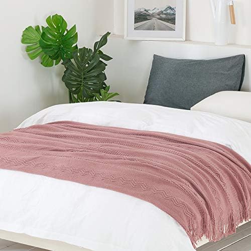 BOURINA Coral Pink Throw Blanket 60x80 Inch Knitted Soft Throw Sofa Blanket