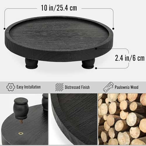 Tikea Round Wood Riser, Farmhouse Riser for Decor, Rustic Display Tray 10in