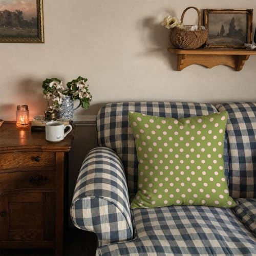 Cute Green Pink Polka Dot Room Decor Pillow Cover 18x18