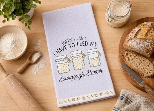 LXOMILL Sourdough Gifts for Women, Funny Kitchen Towels Set of 2, Sourdough Starter Gifts for Bakers, Bread Baking Dish Towels, Cute Kitchen Decor