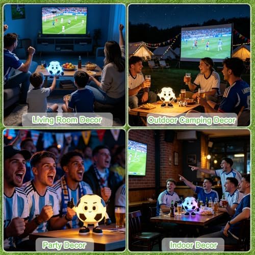 Soccer Night Light for Kids, Soccer Bedroom Decor, Football Gifts for Teen Boy Man Sports Lover, Rechargeable Silicone Light with Timer Dimmable Color Change, Birthday Back to School Present